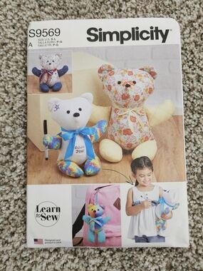 Simplicity Plush Bear Sewing Pattern #S9569